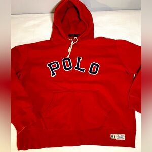 Polo Ralph Lauren Men’s red hoodie. Size XL. In “well-loved” used condition.